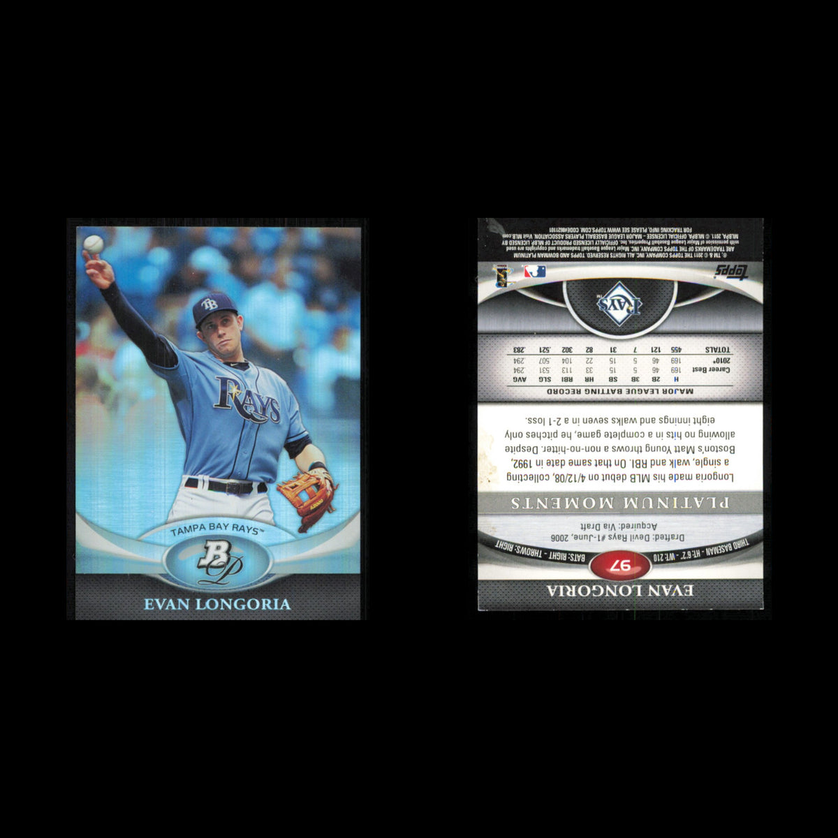 Evan Longoria #97 2011 Bowman Platinum Tampa Bay Rays Baseball Card MLB NM