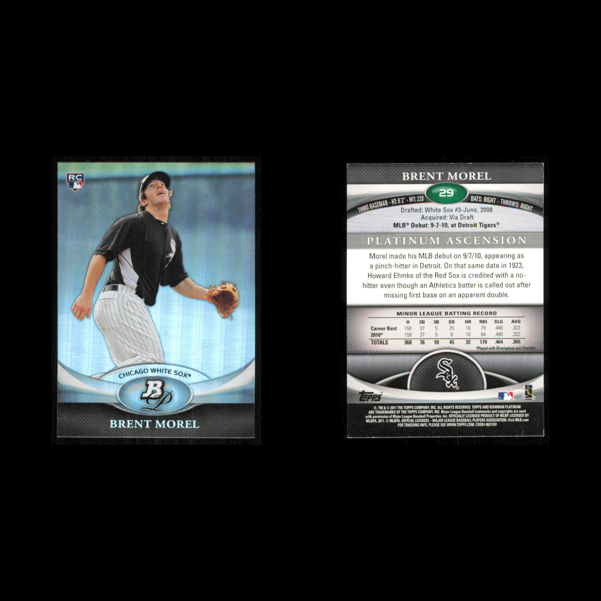 Brent Morel Rookie #29 2011 Bowman Platinum Chicago White Sox Baseball Card MLB