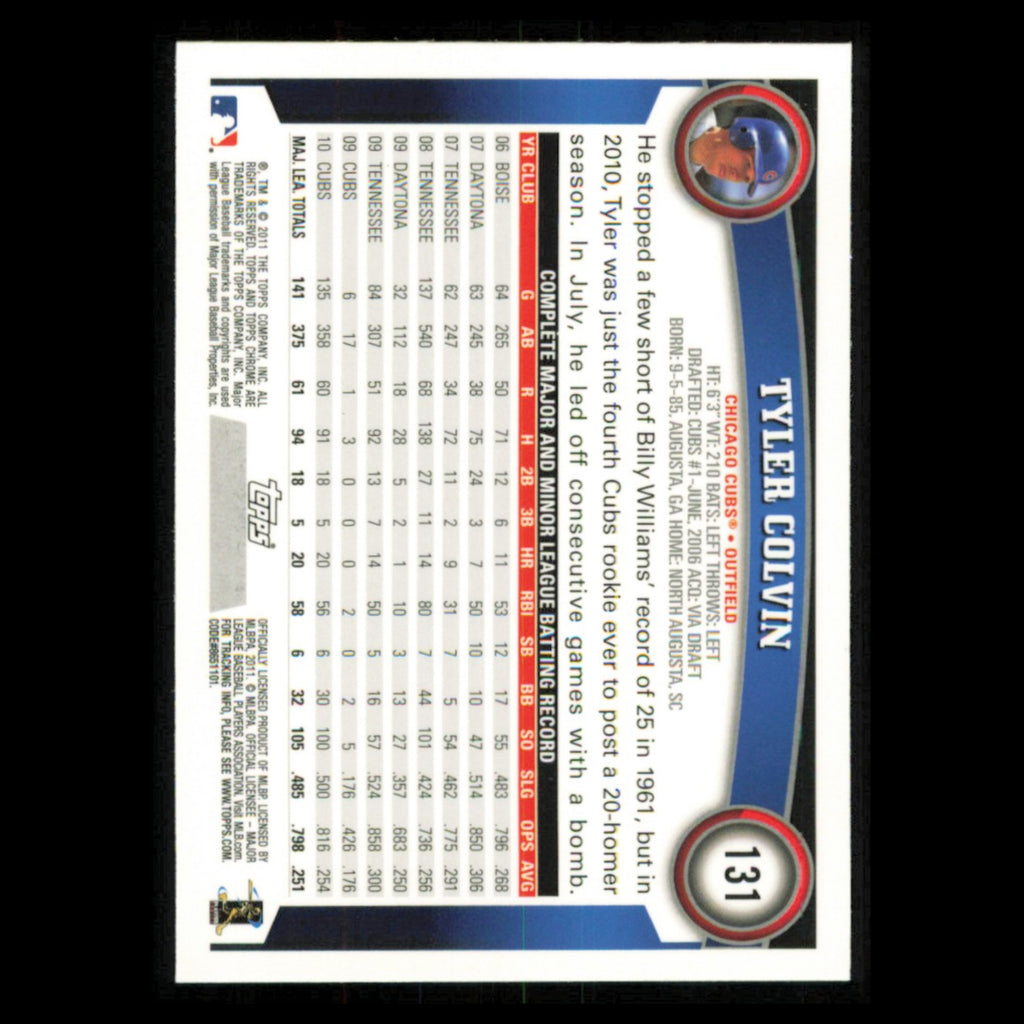 Tyler Colvin #131 2011 Topps Chrome Chicago Cubs Baseball Card MLB NM
