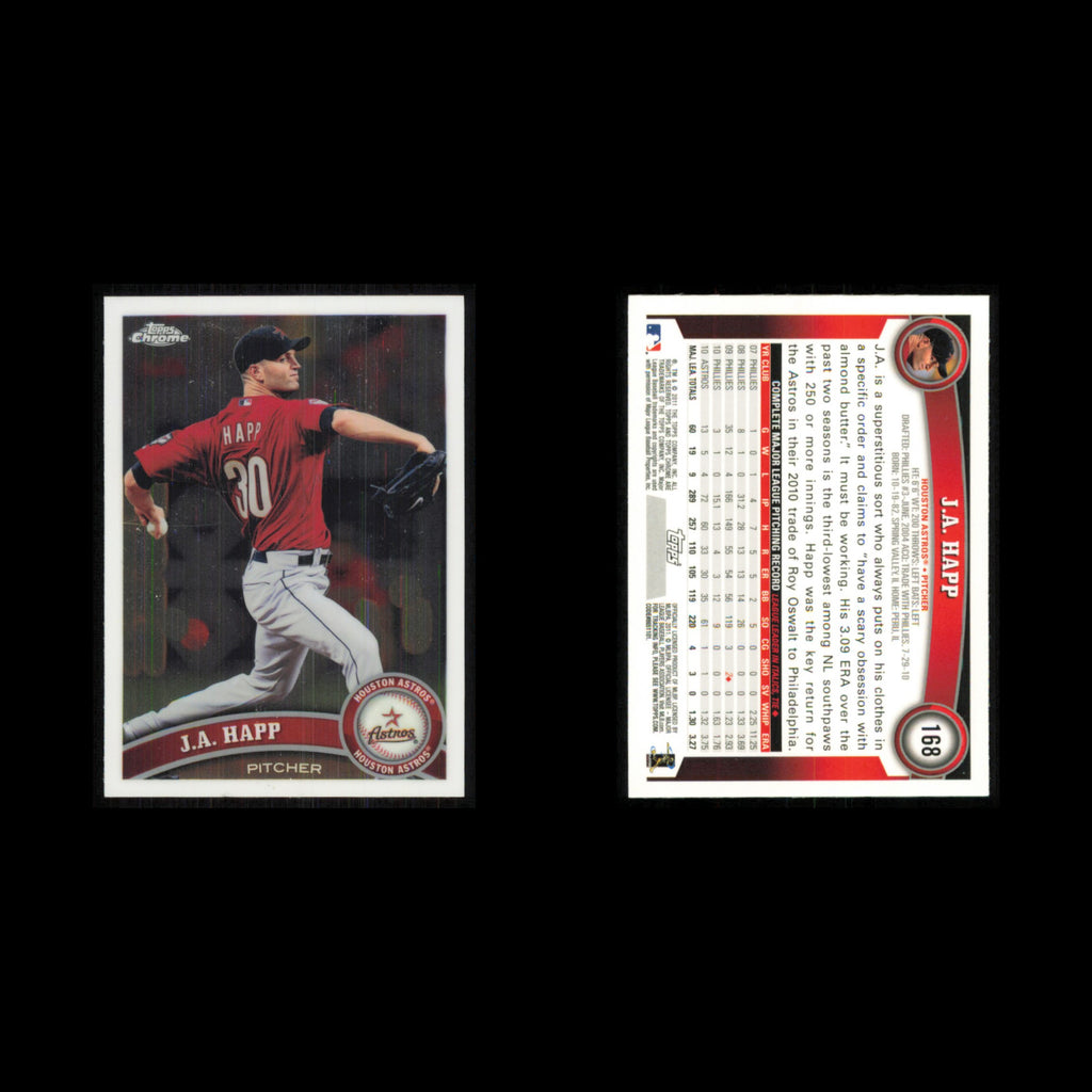 J.A. Happ #168 2011 Topps Chrome Houston Astros Baseball Card MLB NM