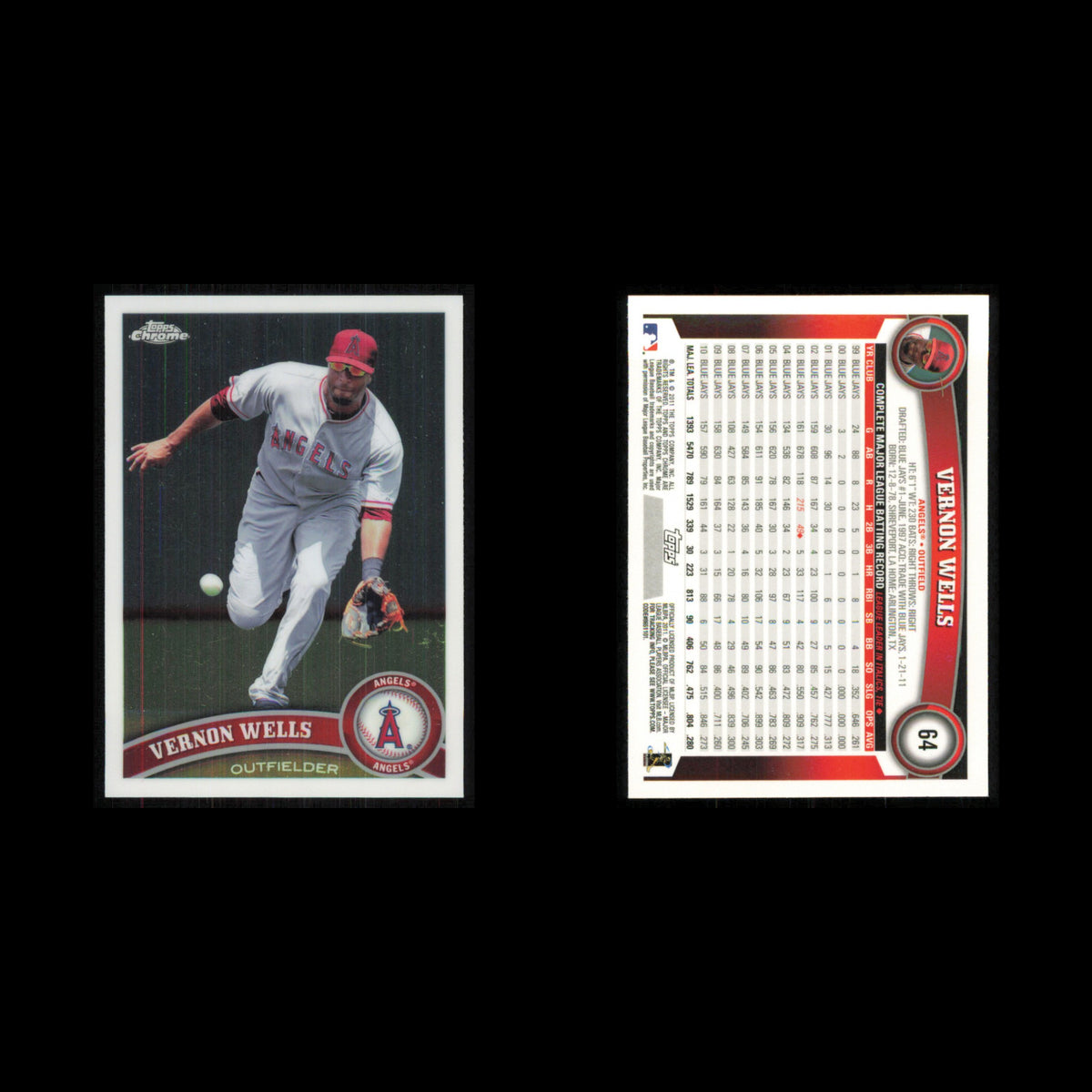 Vernon Wells #64 2011 Topps Chrome Los Angeles Angels Baseball Card MLB NM