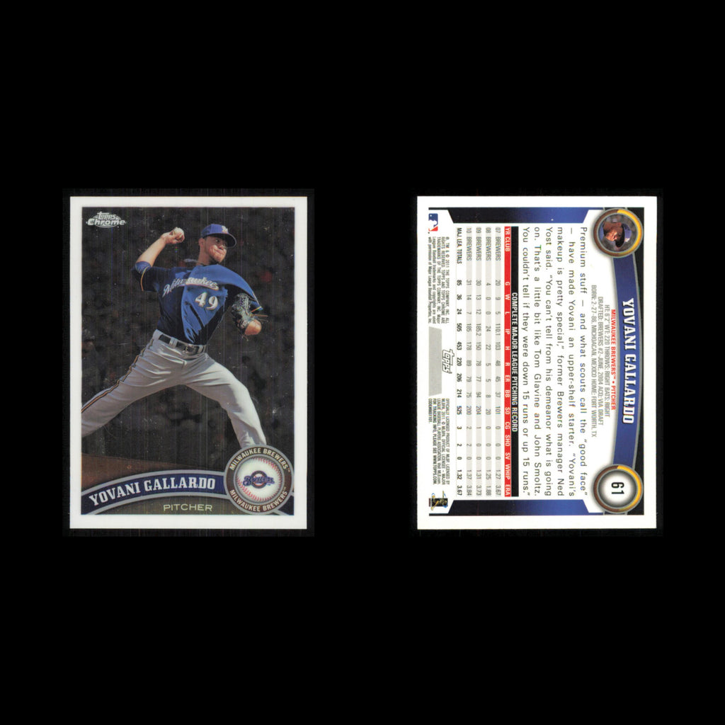 Yovani Gallardo #61 2011 Topps Chrome Milwaukee Brewers Baseball Card MLB NM