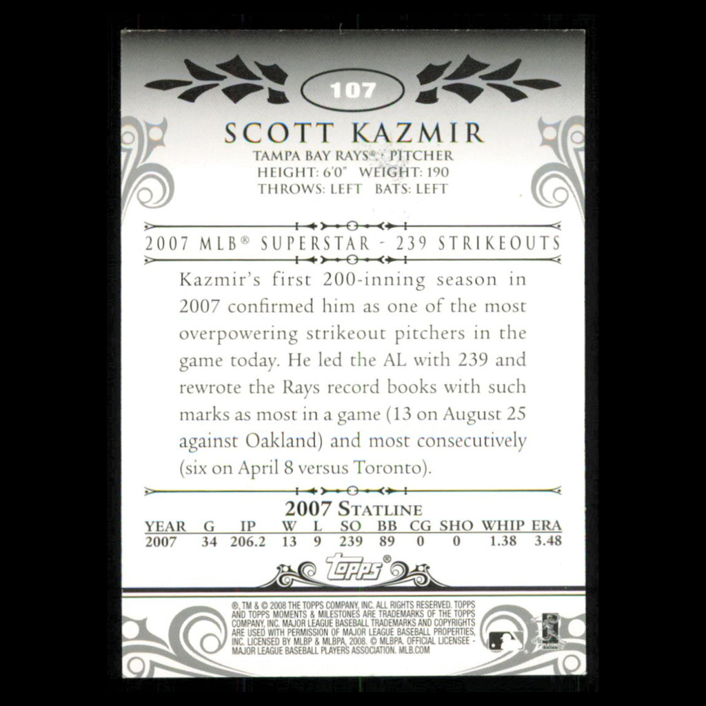 Scott Kazmir /150 #107-209 2008 Topps Moments - Milestones Tampa Bay Devil Rays