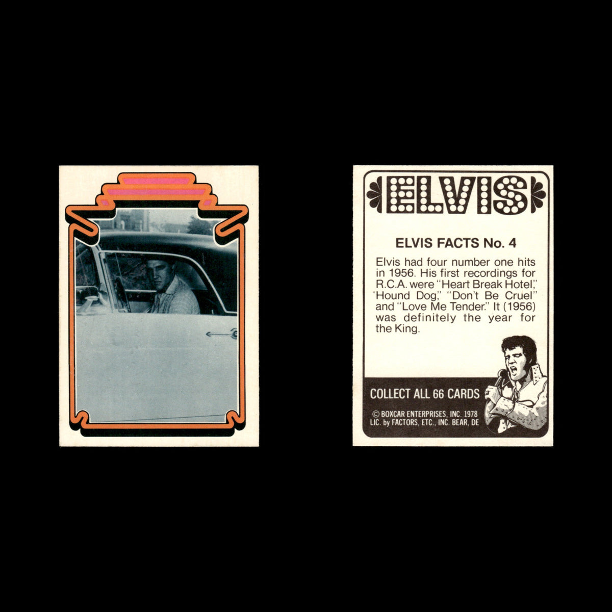 Elvis Presley #4 1978 Boxcar Elvis Facts Baseball Card MLB EX