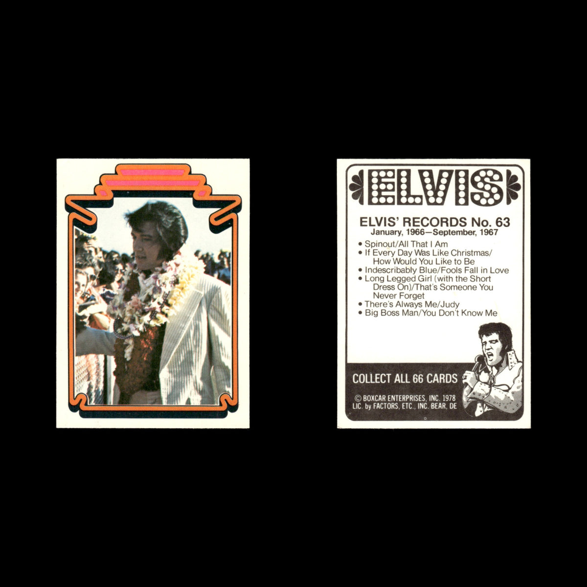 Elvis Presley #63 1978 Boxcar Elvis Facts Baseball Card MLB EX