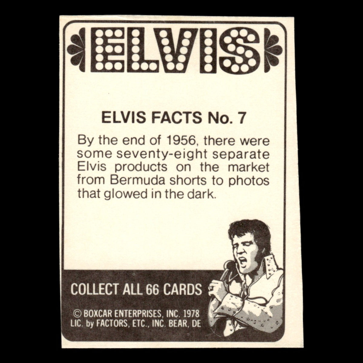 Elvis Presley #7 1978 Boxcar Elvis Facts Baseball Card MLB EX