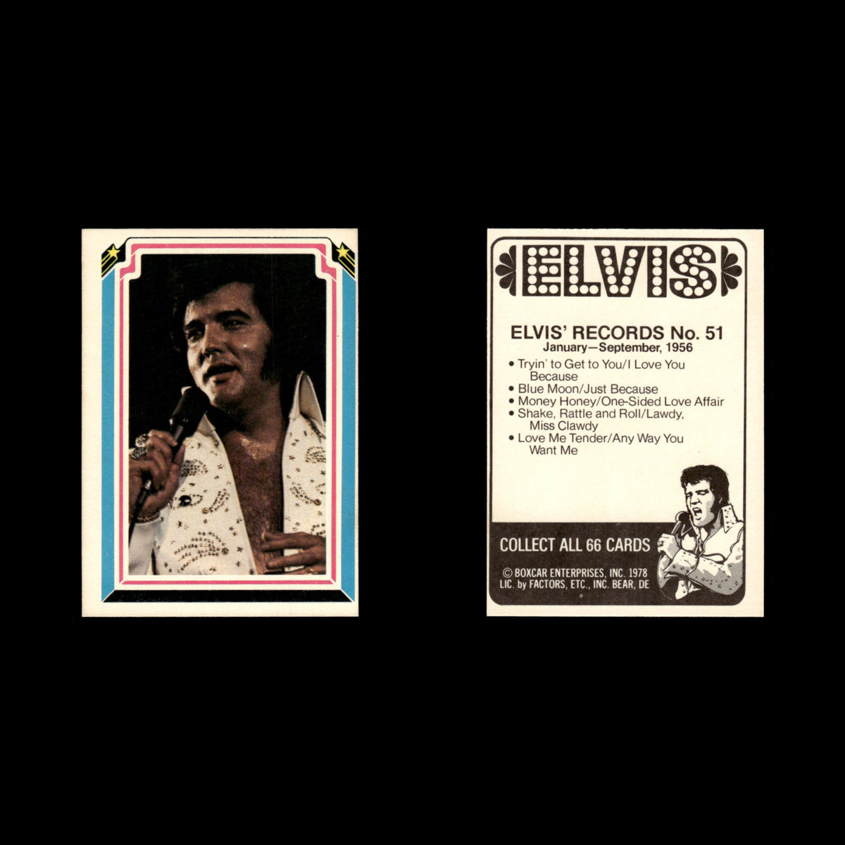 Elvis Presley #51 1978 Boxcar Elvis Facts Baseball Card MLB EX