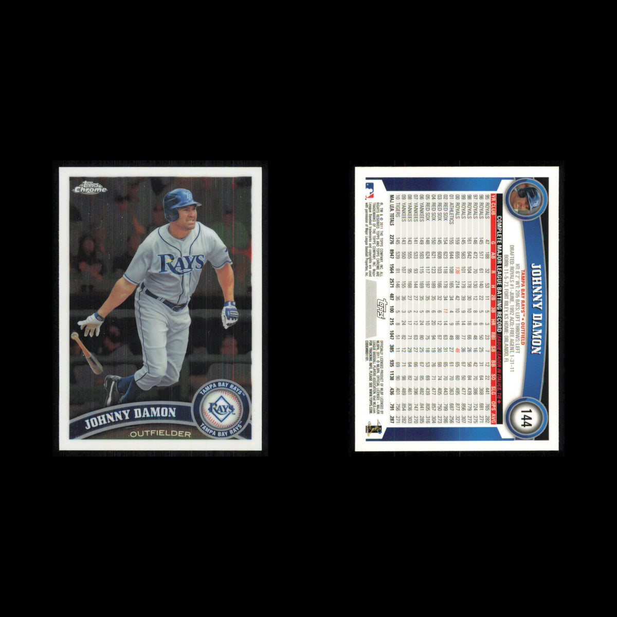 Johnny Damon #144 2011 Topps Chrome Tampa Bay Rays Baseball Card MLB NM