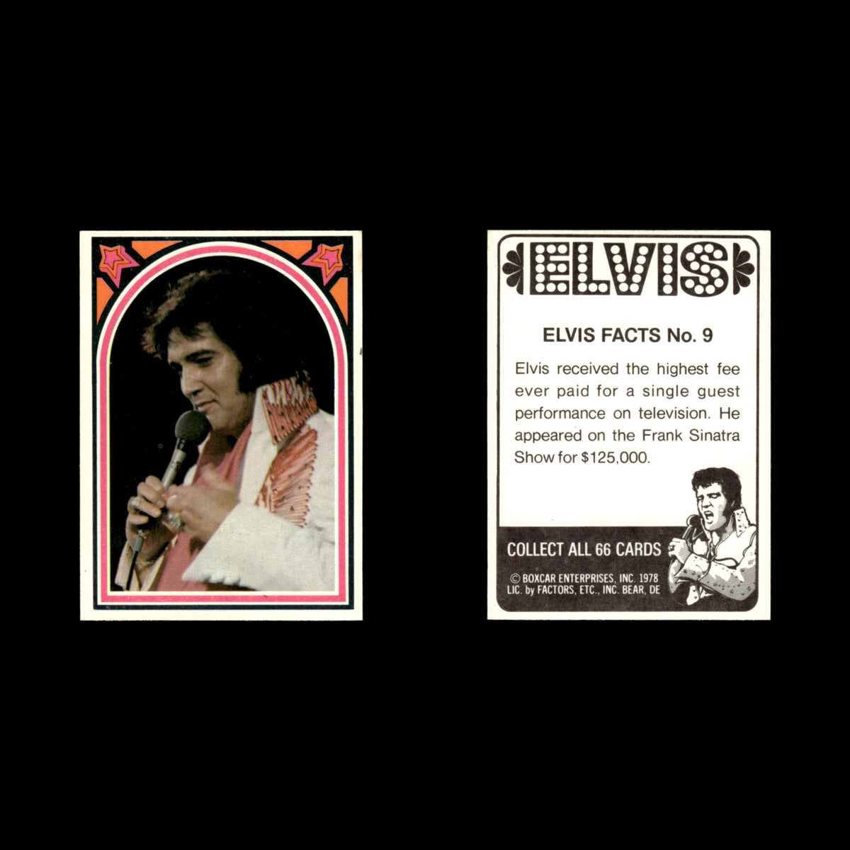 Elvis Presley #9 1978 Boxcar Elvis Facts Baseball Card MLB EX