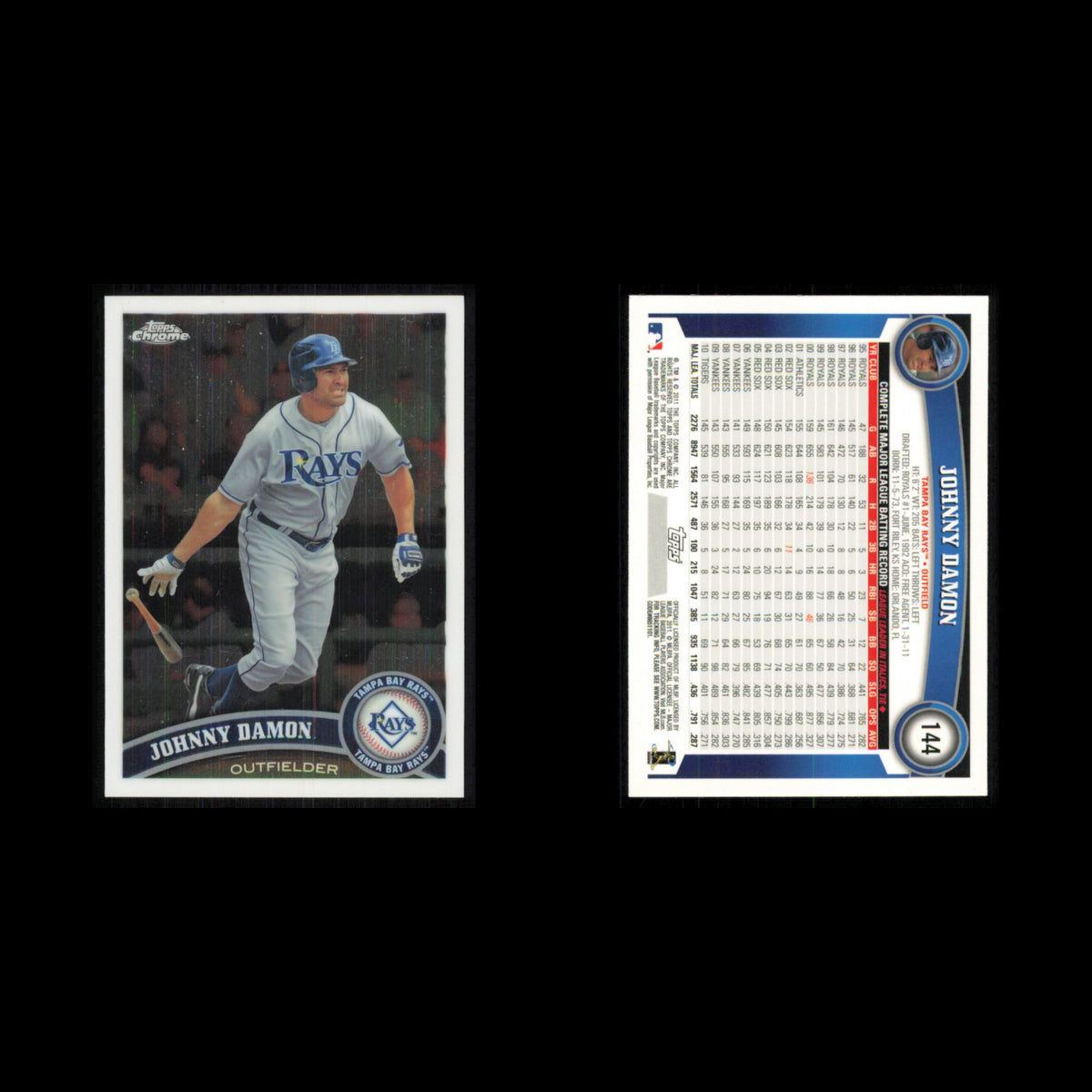 Johnny Damon #144 2011 Topps Chrome Tampa Bay Rays Baseball Card MLB NM