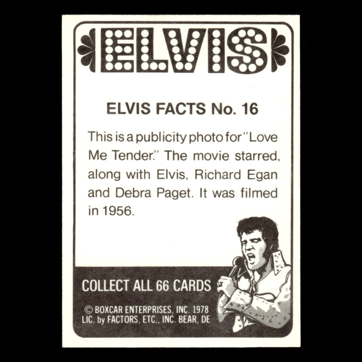 Elvis Presley #16 1978 Boxcar Elvis Facts Baseball Card MLB EX