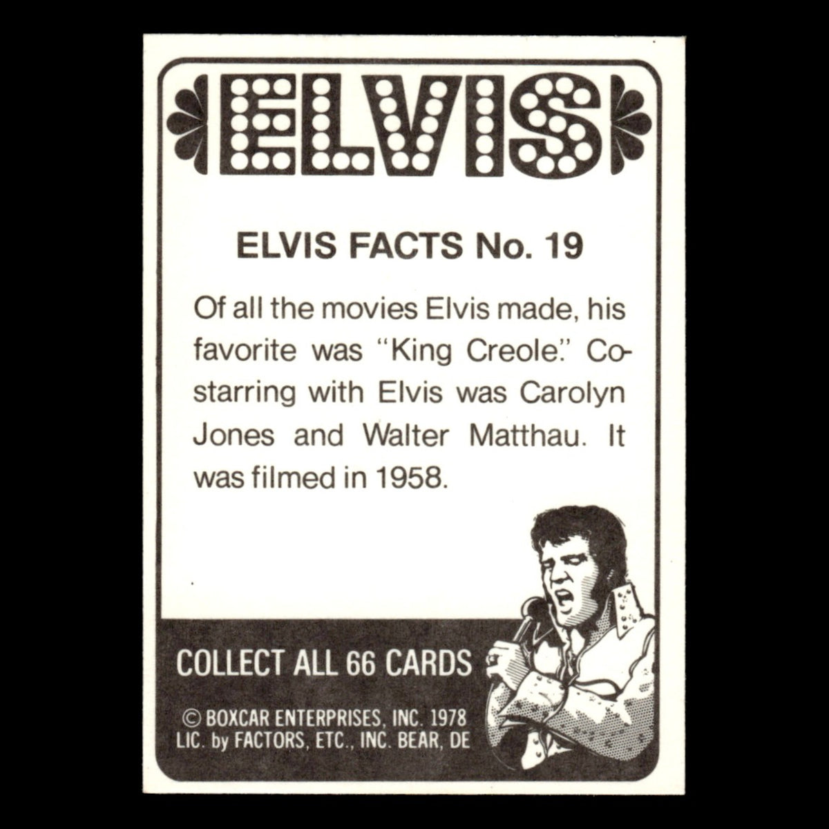Elvis Presley #19 1978 Boxcar Elvis Facts Baseball Card MLB EX