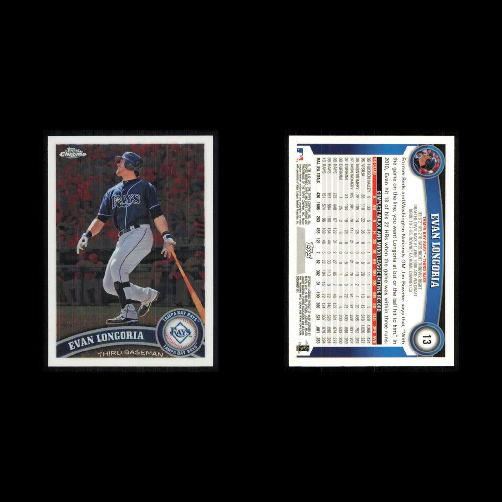 Evan Longoria #13 2011 Topps Chrome Tampa Bay Rays Baseball Card MLB NM