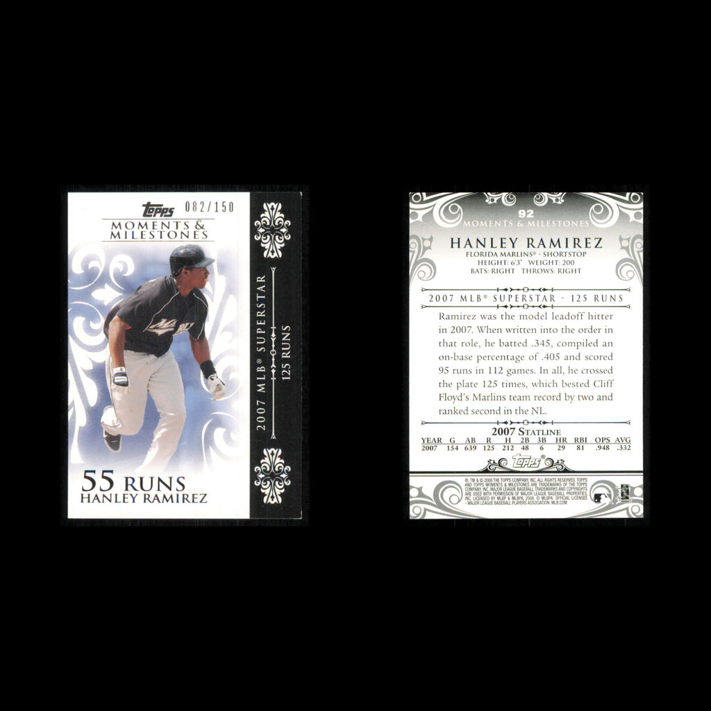 Hanley Ramirez /150 #92-55 2008 Topps Moments - Milestones Florida Marlins Card