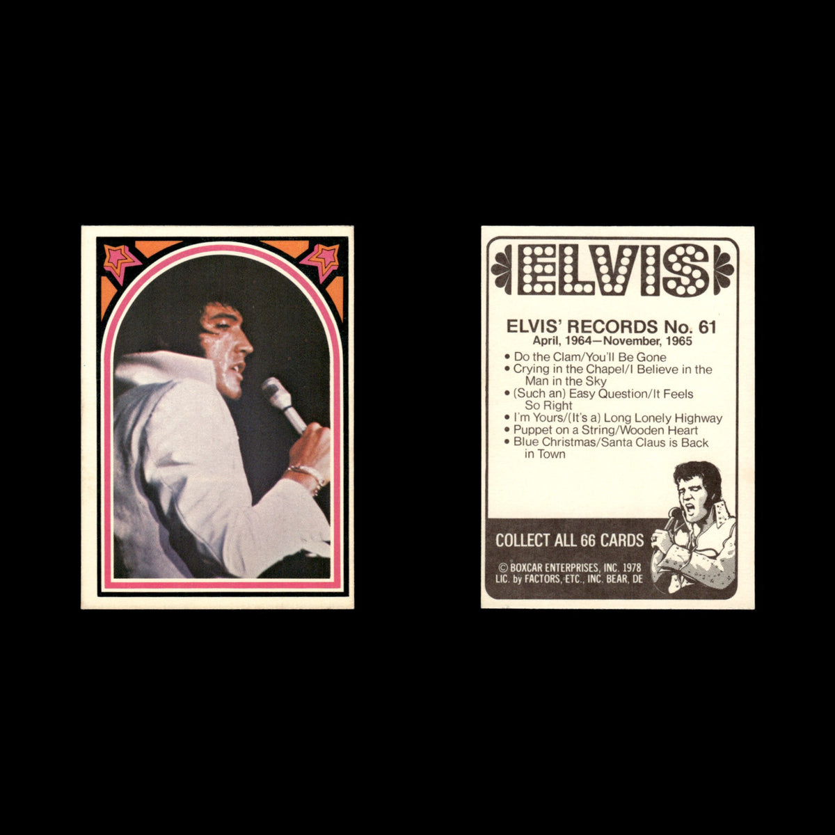 Elvis Presley #61 1978 Boxcar Elvis Facts Baseball Card MLB EX