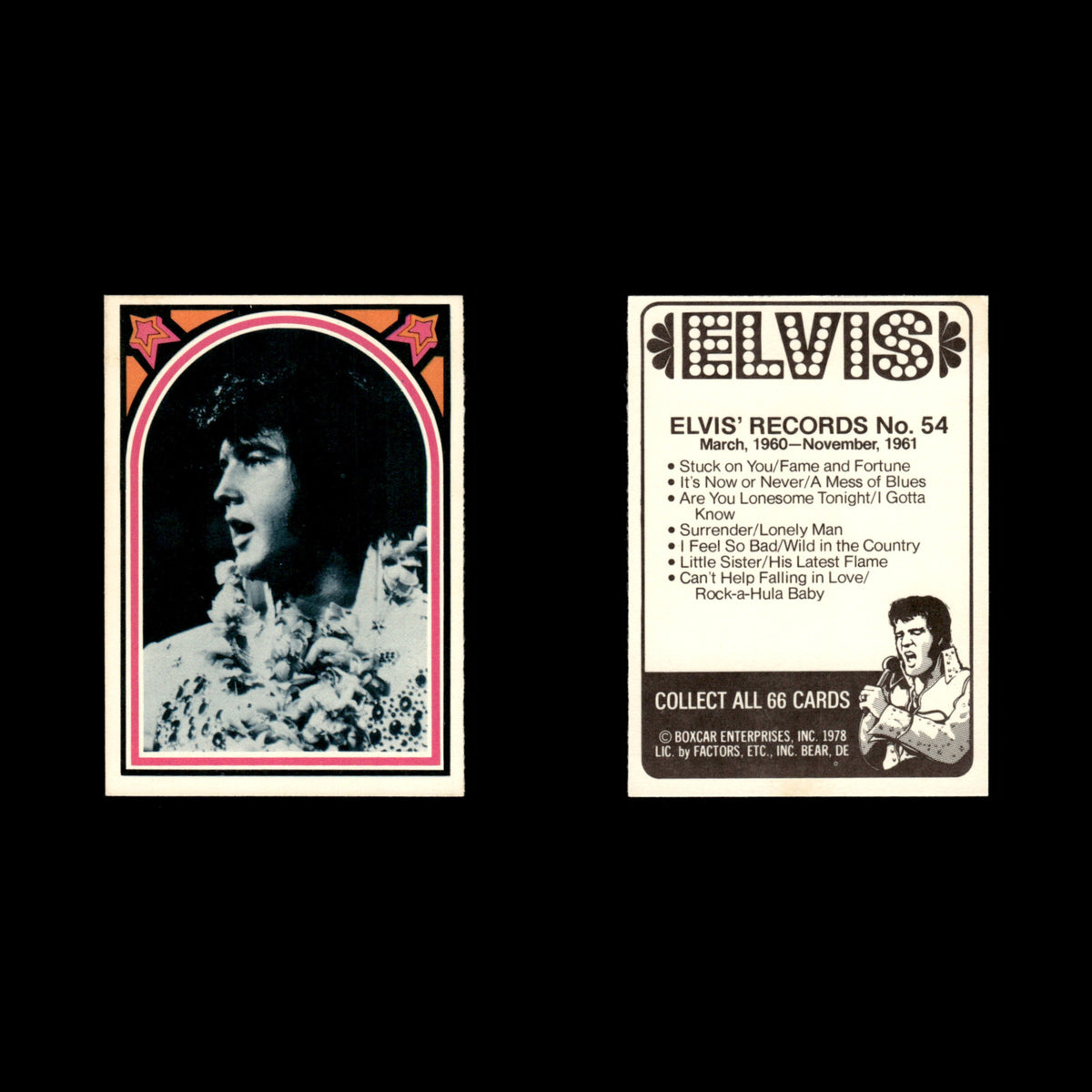 Elvis Presley #54 1978 Boxcar Elvis Facts Baseball Card MLB EX