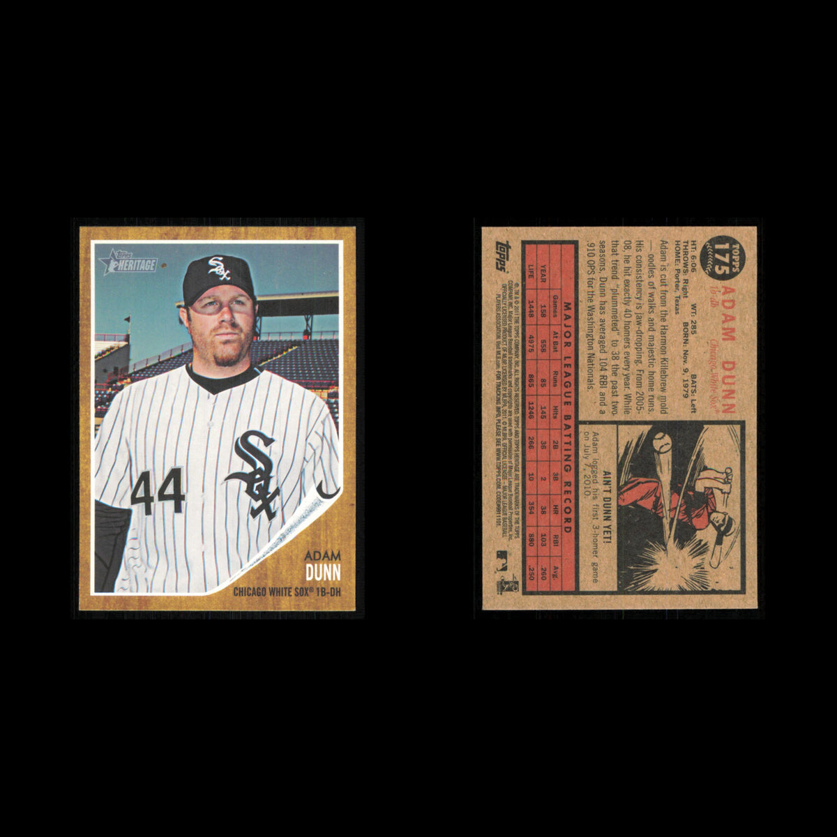 Adam Dunn #175 2011 Topps Heritage Chicago White Sox Baseball Card MLB NM