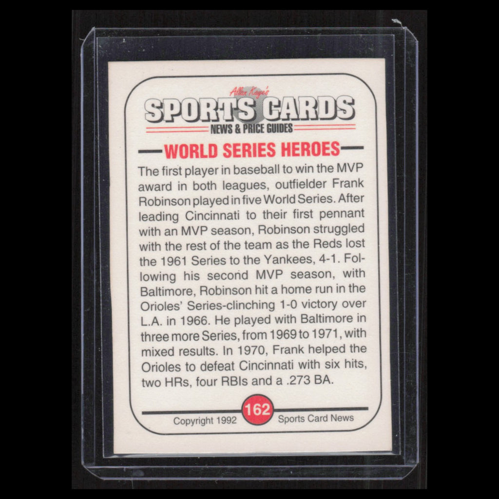 Frank Robinson #162 1992 Sports Cards News Cincinnati Reds Baseball Card MLB NM
