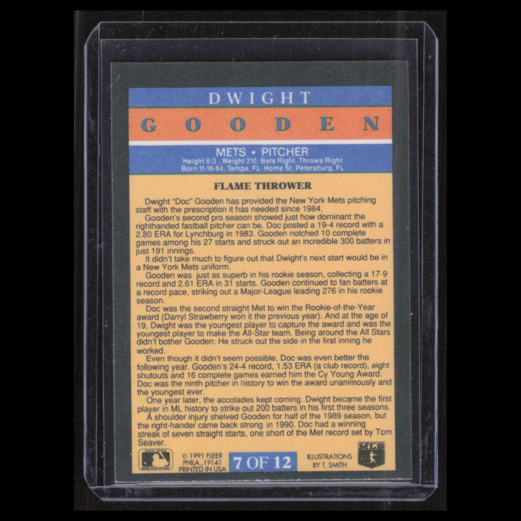 Dwight Gooden #7 1991 Fleer Pro-Visions New York Mets Baseball Card MLB NM