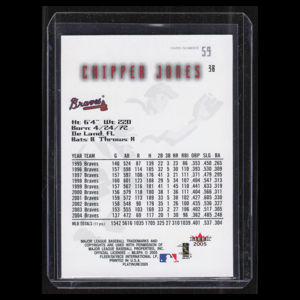 Chipper Jones #59 2005 Fleer Platinum Atlanta Braves Baseball Card MLB NM
