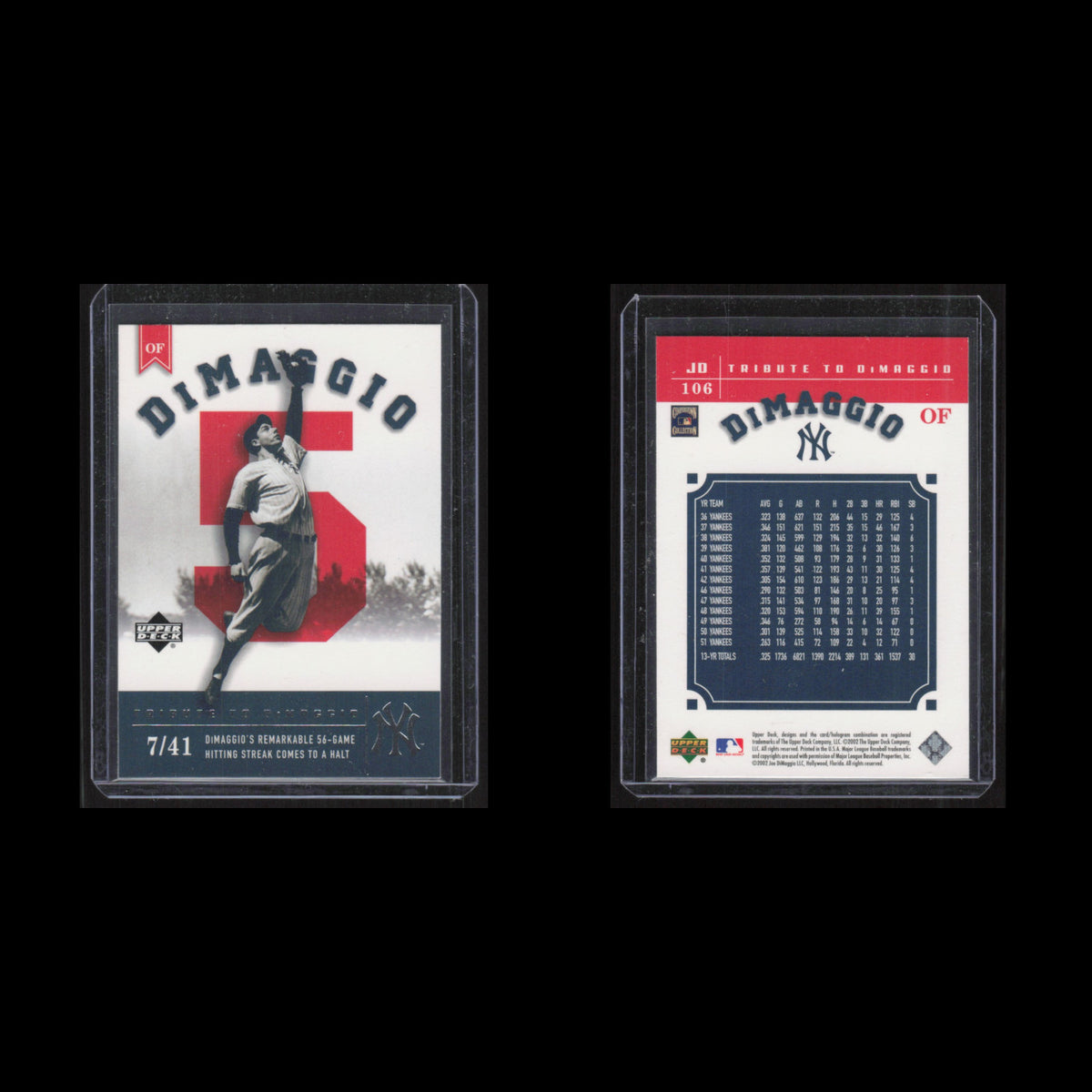 Joe DiMaggio #106 2002 Upper Deck Prospect Premieres New York Yankees Baseball