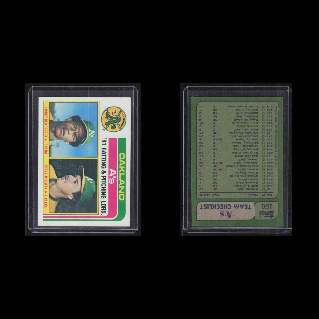 As Team Leaders - Rickey Henderson/Steve McCatty #156 1982 Topps Athletics Card