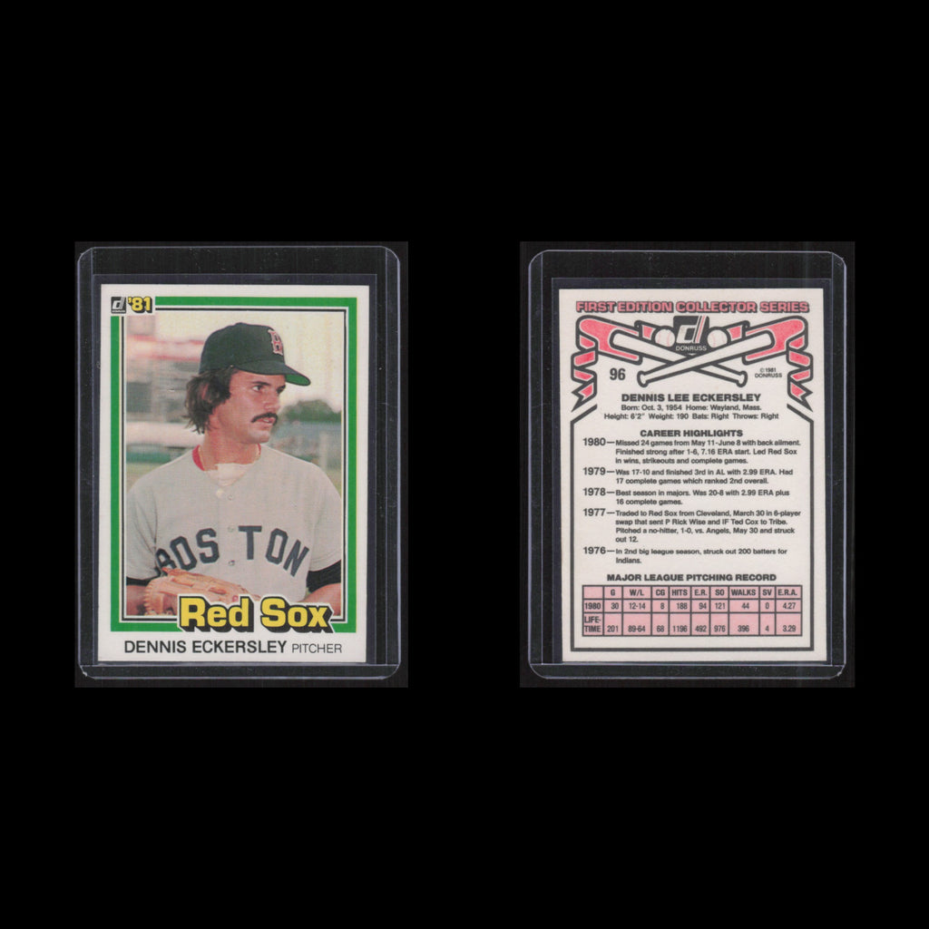 Dennis Eckersley #96 1981 Donruss Boston Red Sox Baseball Card MLB NM