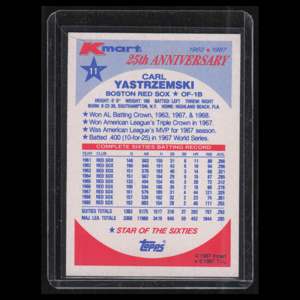 Carl Yastrzemski #11 1987 Topps Kmart 25th Anniversary Boston Red Sox Baseball