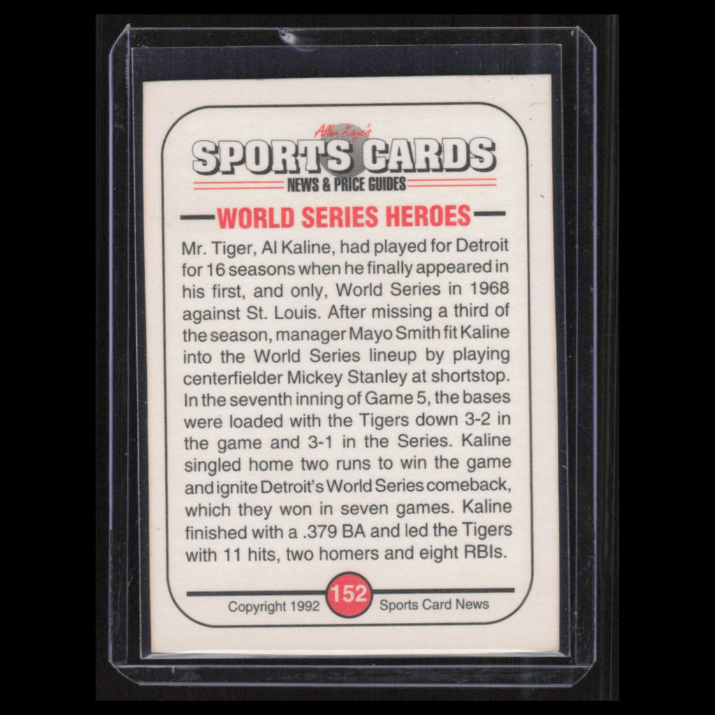 Al Kaline #152 1992 Sports Cards News Detroit Tigers Baseball Card MLB NM