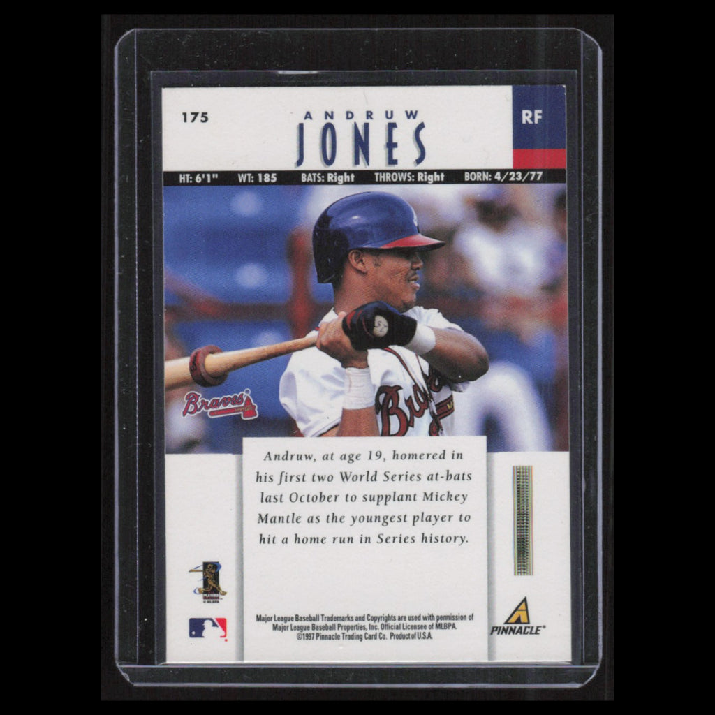 Andruw Jones Rookie #175 1997 New Pinnacle Atlanta Braves Baseball Card MLB NM