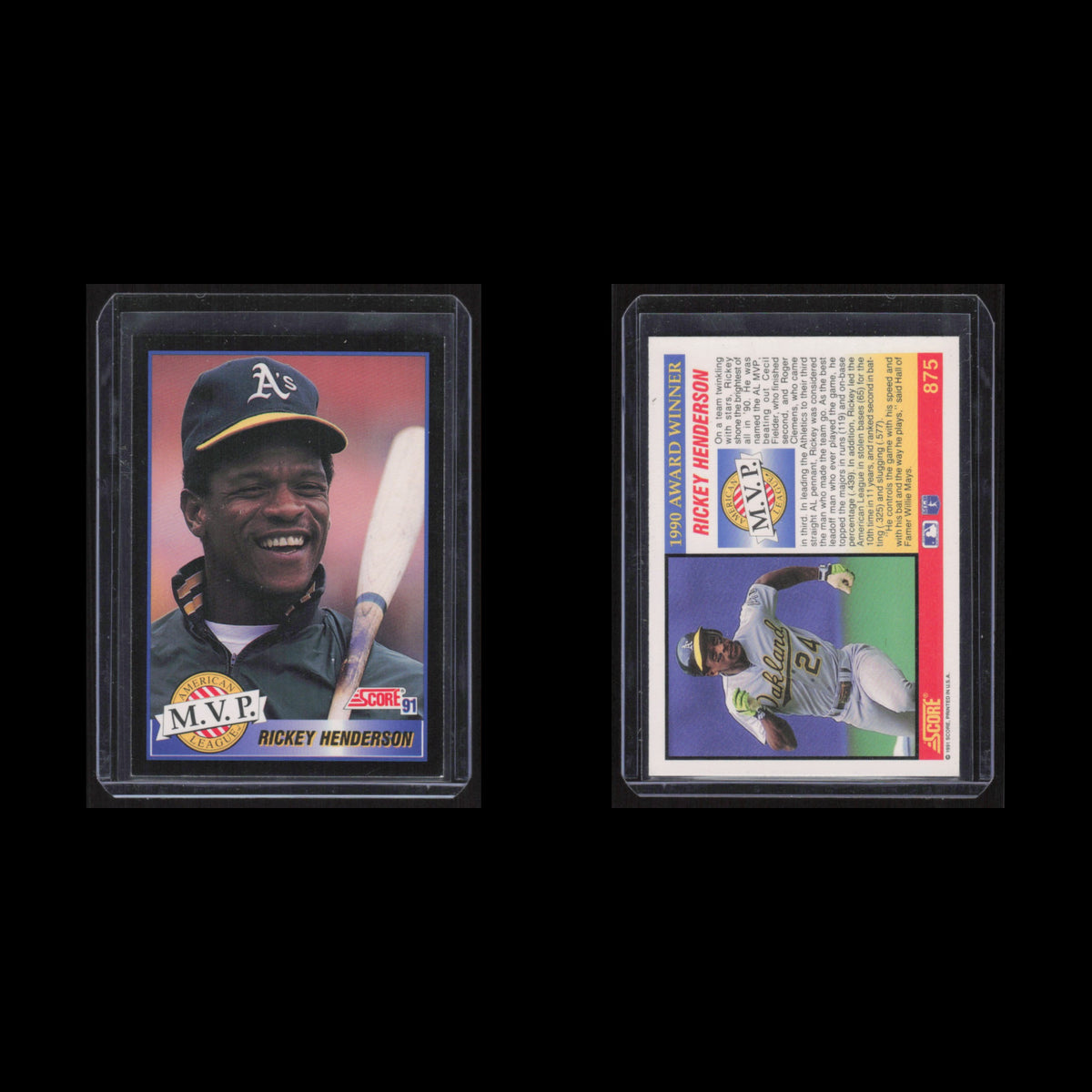 Rickey Henderson #875 1991 Score Oakland Athletics Baseball Card MLB NM