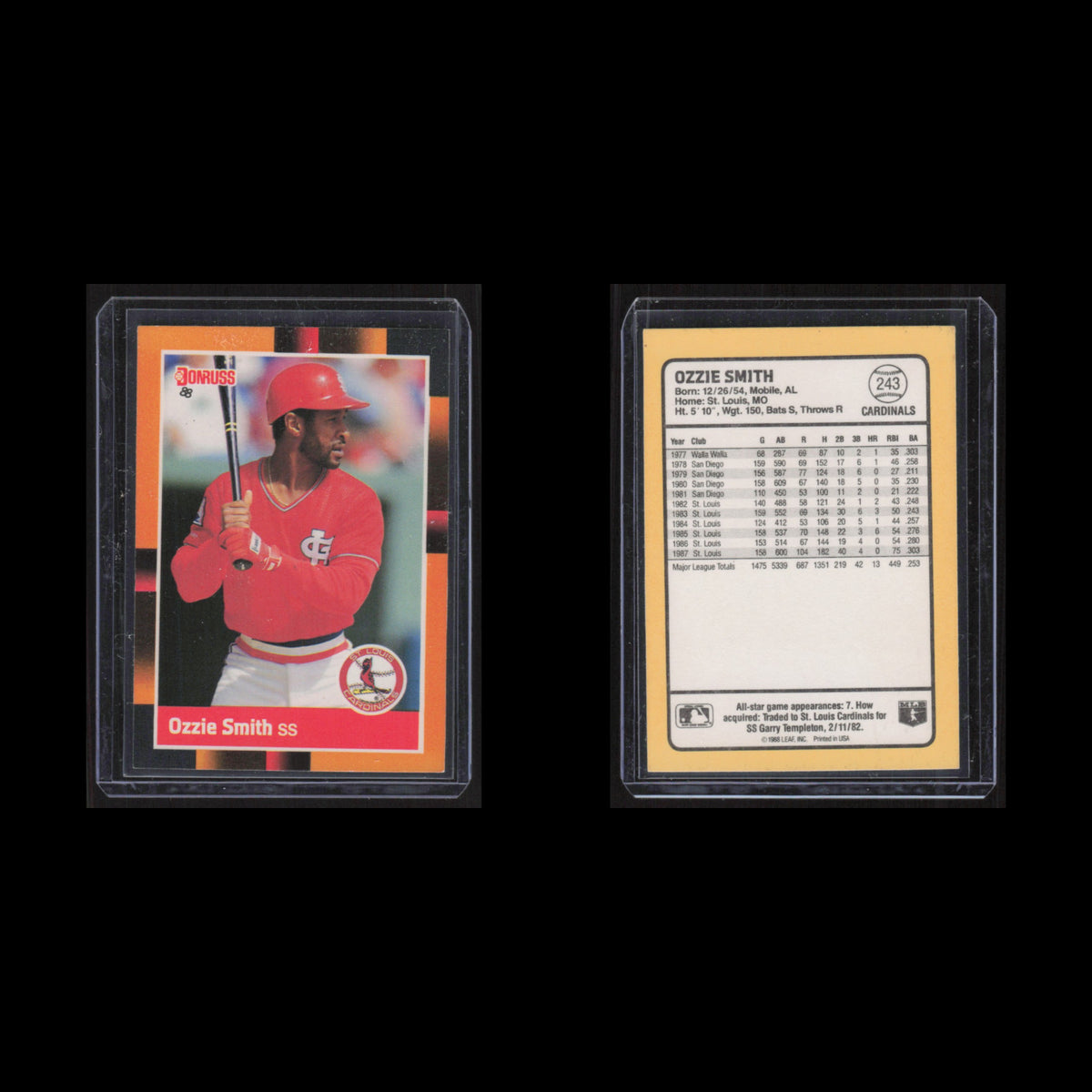 Ozzie Smith #243 1988 Donruss Baseballs Best St. Louis Cardinals Baseball Card