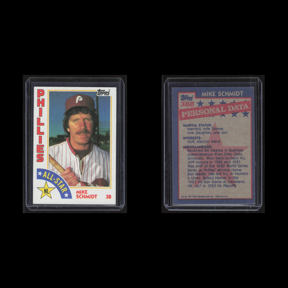 Mike Schmidt #388 1984 Topps Philadelphia Phillies Baseball Card MLB NM