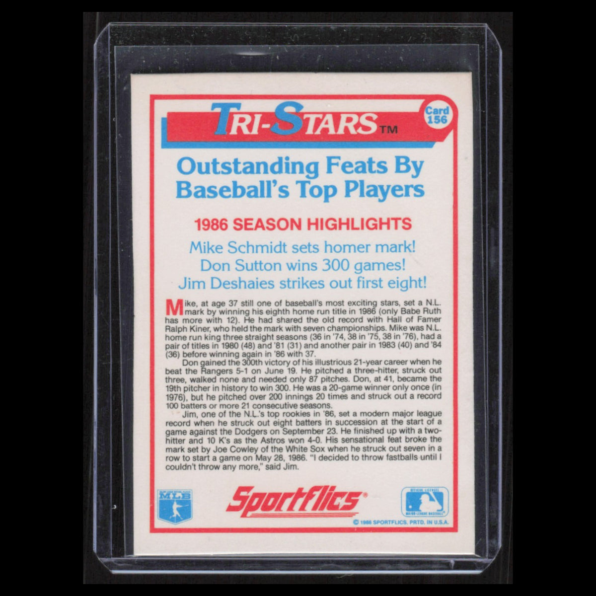Mike Schmidt Don Sutton #156 1987 Sportflics Philadelphia Phillies Baseball Card