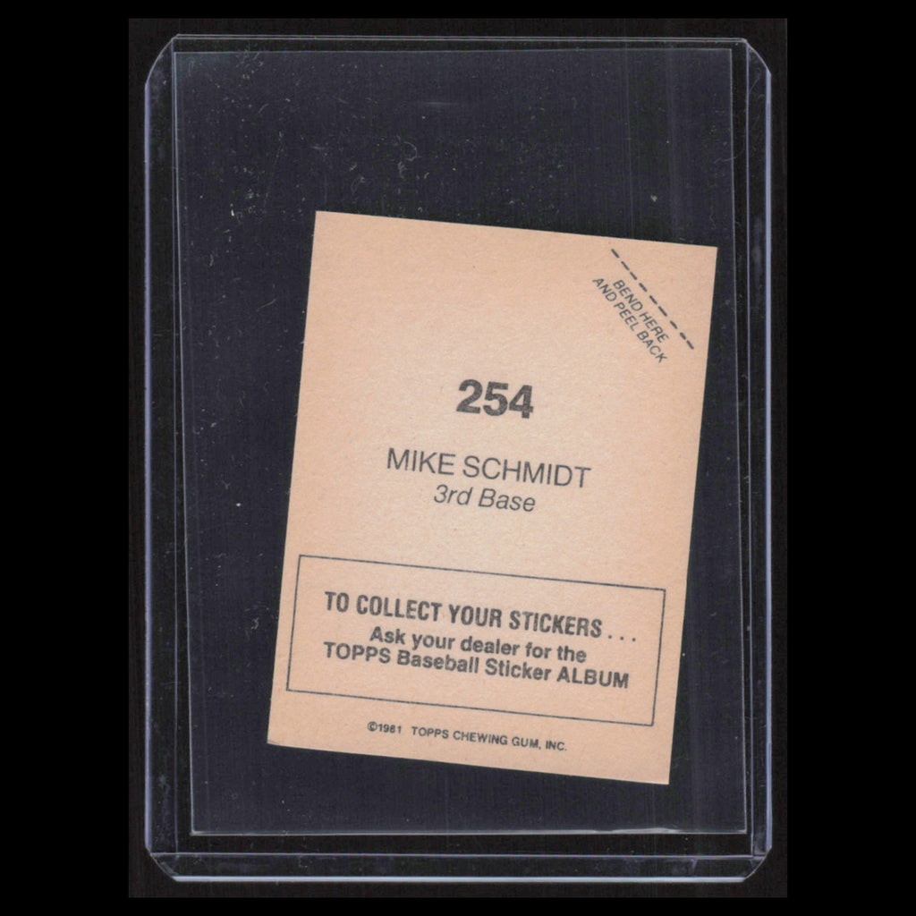 Mike Schmidt #254 1981 Topps Stickers Philadelphia Phillies Baseball Card MLB NM