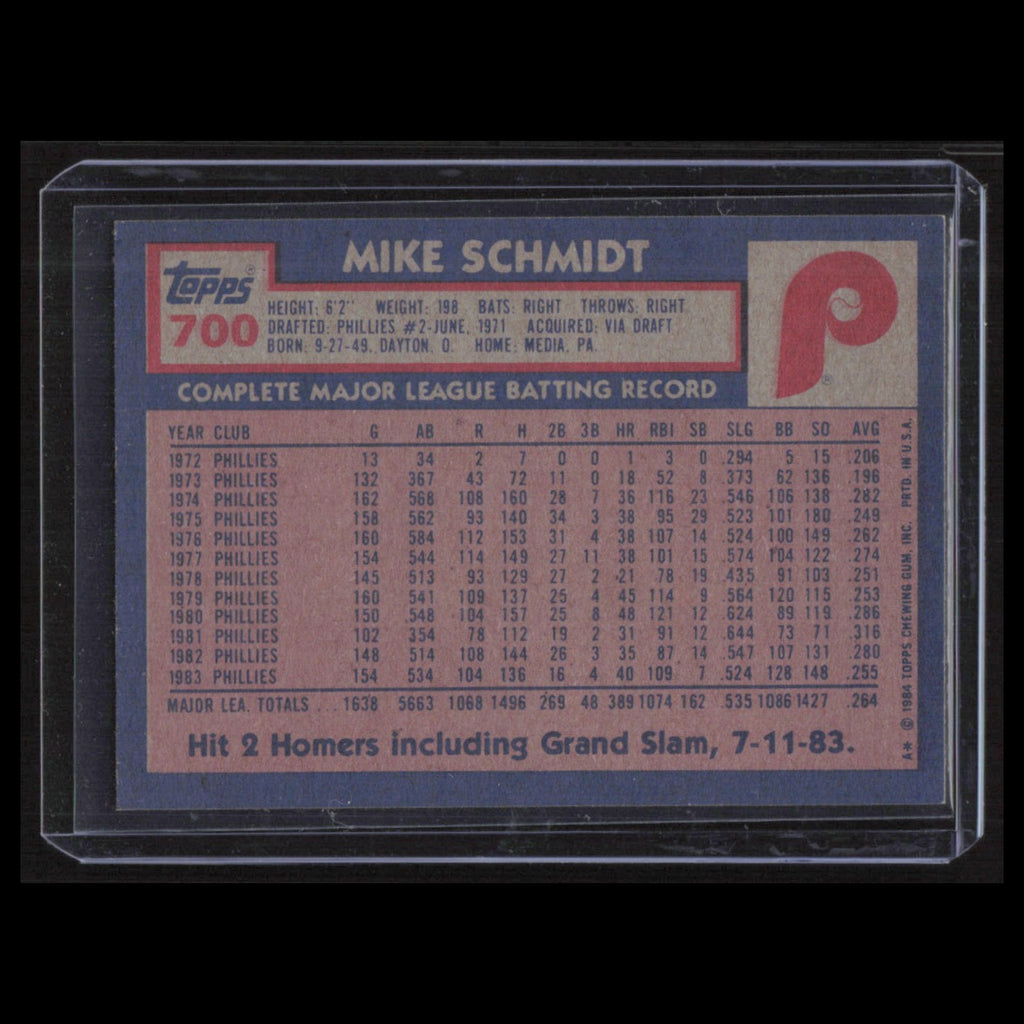 Mike Schmidt #700 1984 Topps Philadelphia Phillies Baseball Card MLB NM
