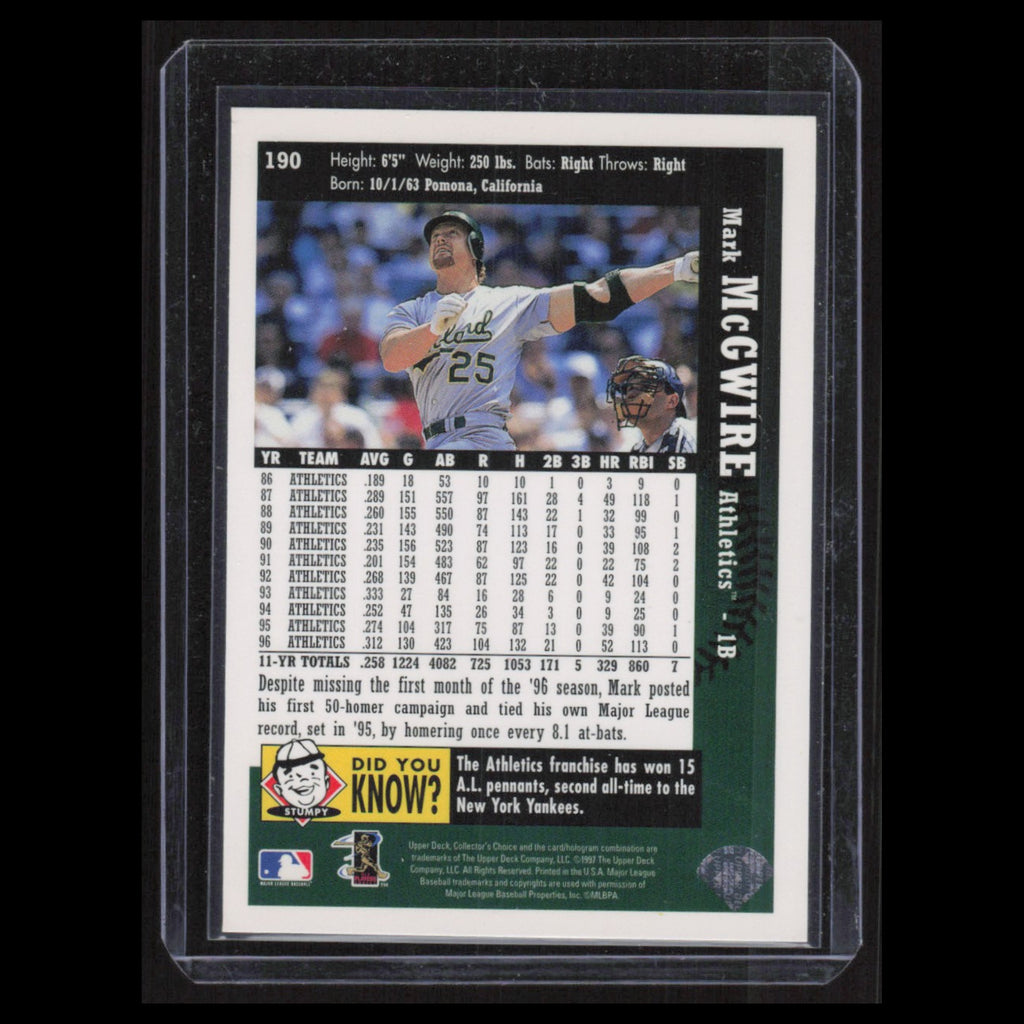 Mark McGwire #190 1997 Collectors Choice Oakland Athletics Baseball Card MLB NM
