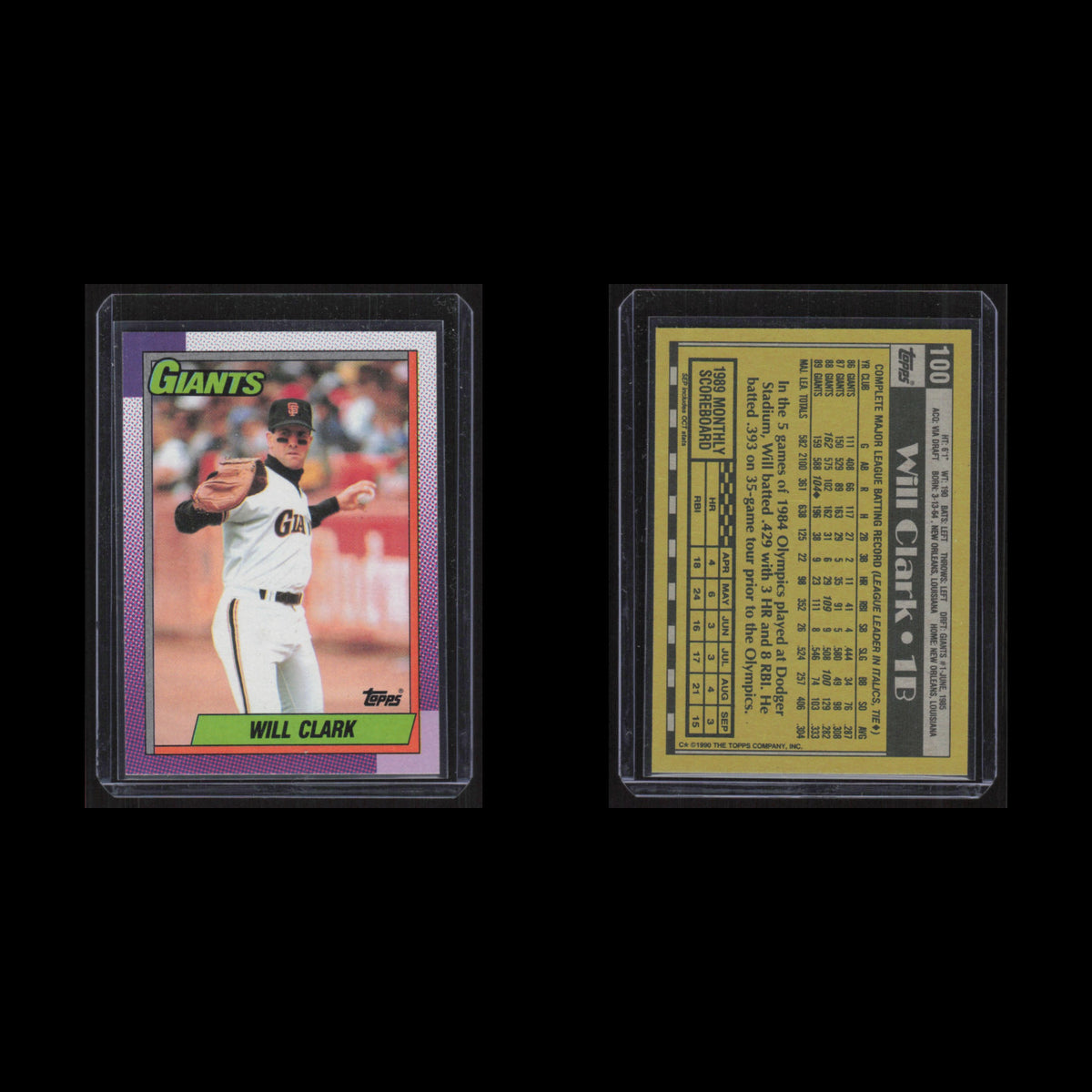 Will Clark #100 1990 Topps San Francisco Giants Baseball Card MLB NM
