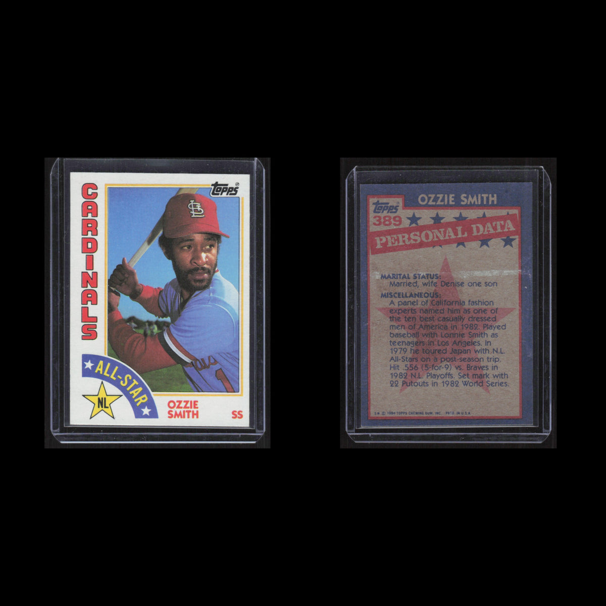 Ozzie Smith #389 1984 Topps St. Louis Cardinals Baseball Card MLB NM