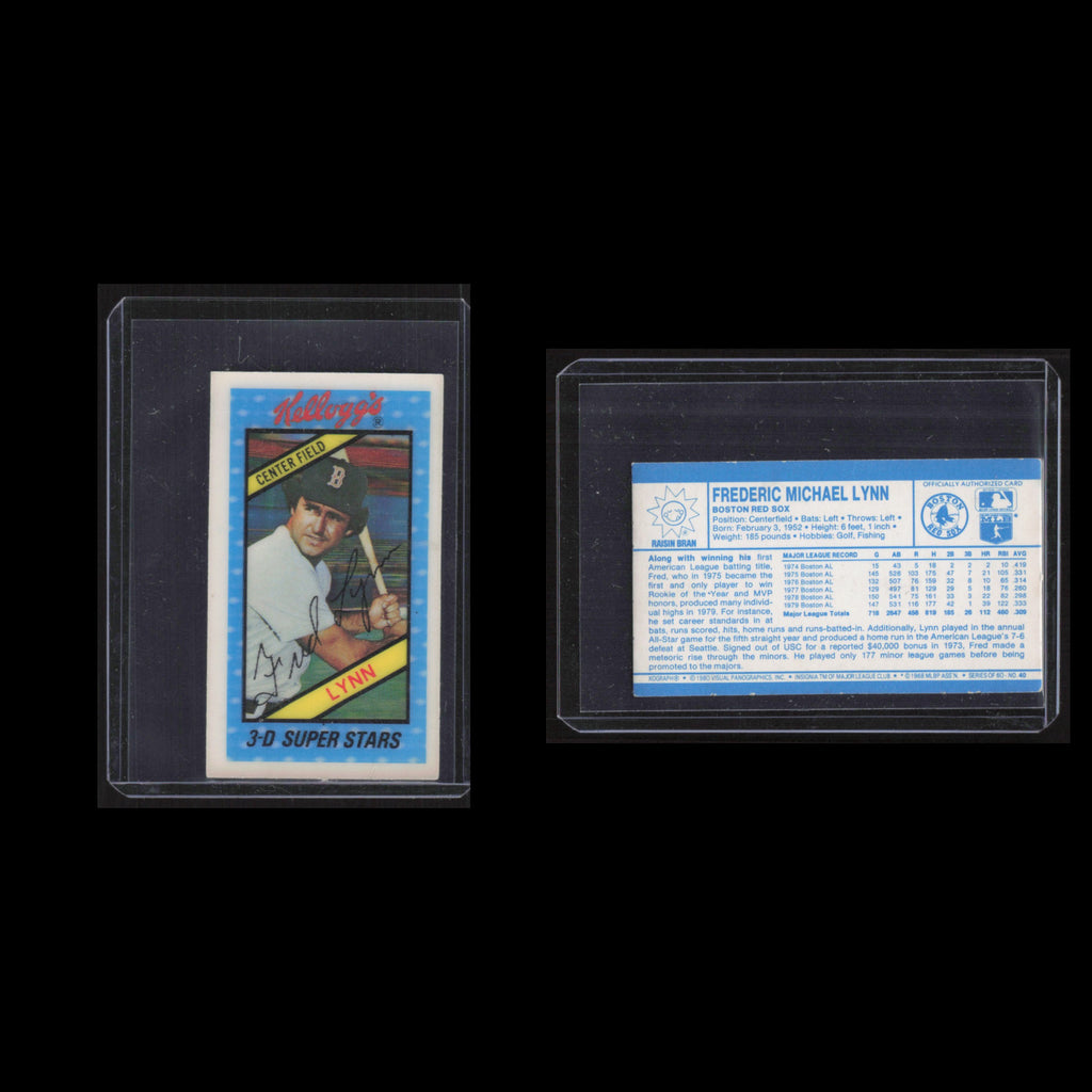 Fred Lynn #40 1980 Kelloggs 3-D Super Stars Boston Red Sox Baseball Card MLB NM