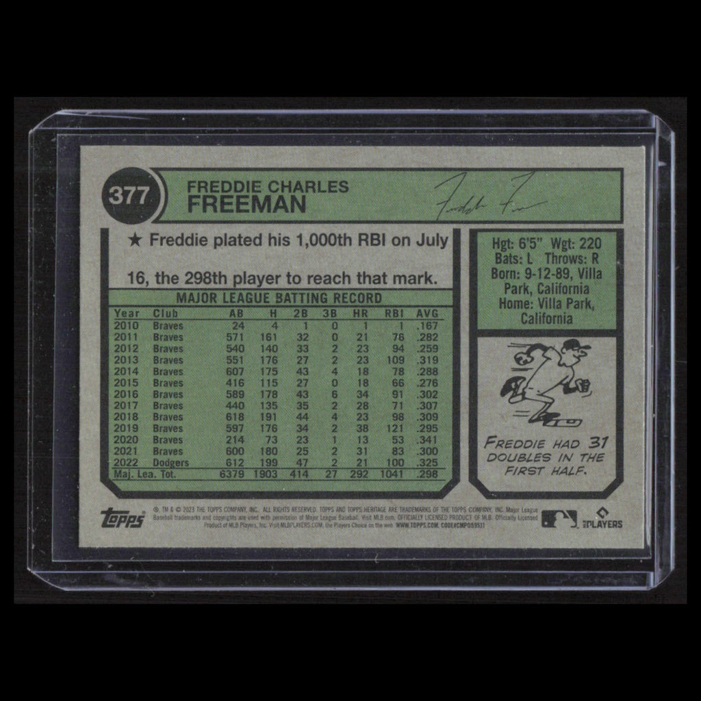 Freddie Freeman #377 2023 Topps Heritage Los Angeles Dodgers Baseball Card MLB