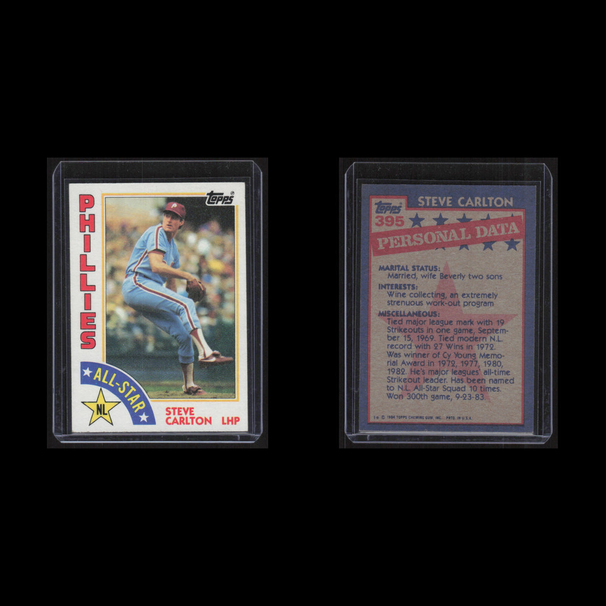 Steve Carlton #395 1984 Topps Philadelphia Phillies Baseball Card MLB NM