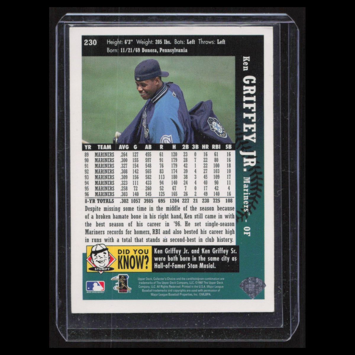 Ken Griffey Jr. #230 1997 Collectors Choice Seattle Mariners Baseball Card MLB