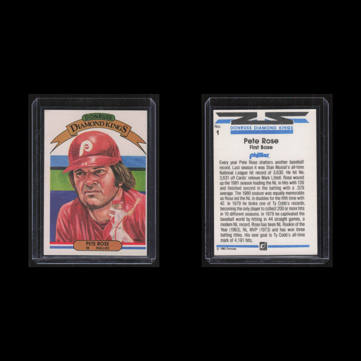 Pete Rose #1 1982 Donruss Diamond Kings Philadelphia Phillies Baseball Card MLB
