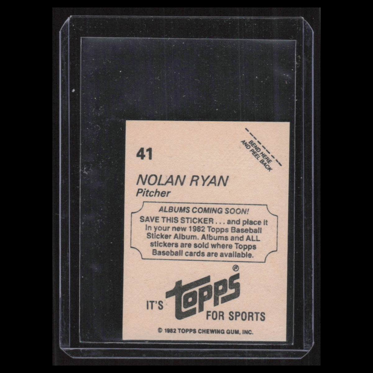 Nolan Ryan #41 1982 Topps Stickers Houston Astros Baseball Card MLB NM