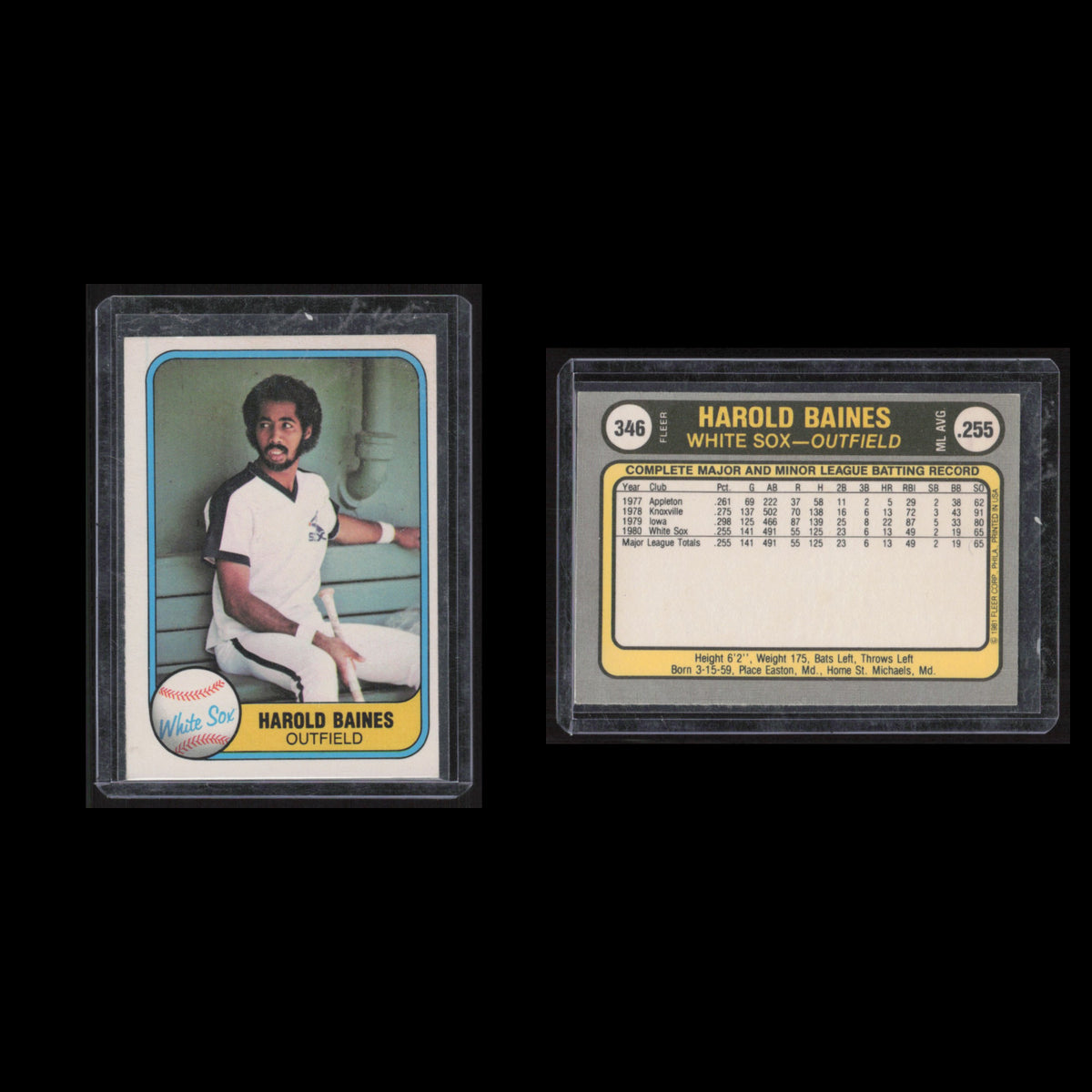 Harold Baines Rookie #346 1981 Fleer Chicago White Sox Baseball Card MLB NM