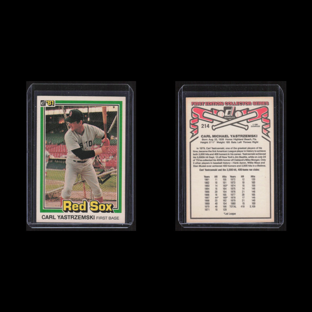 Carl Yastrzemski #214 1981 Donruss Boston Red Sox Baseball Card MLB NM