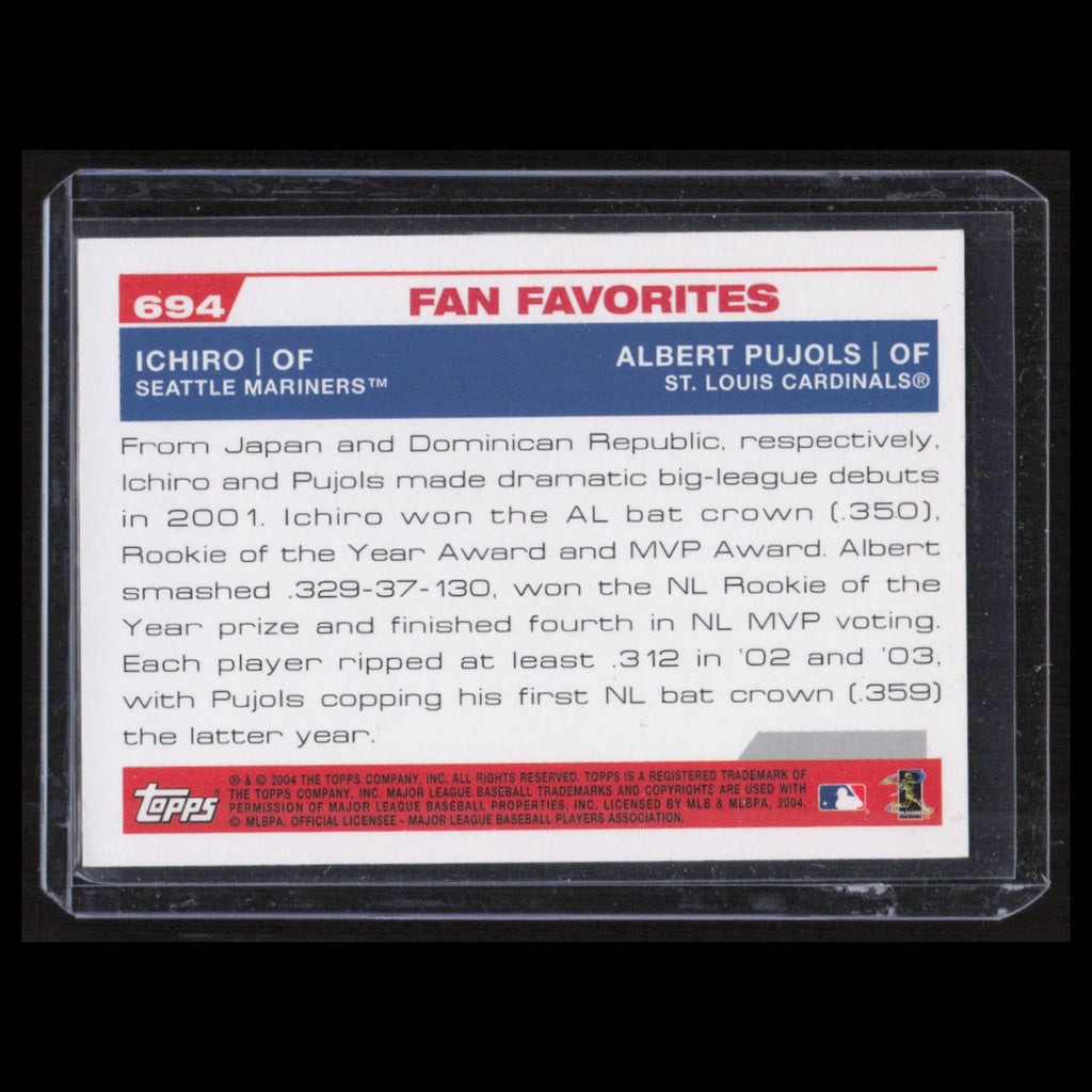 Ichiro/Albert Pujols #694 2004 Topps Fan Favorties Baseball Card MLB NM