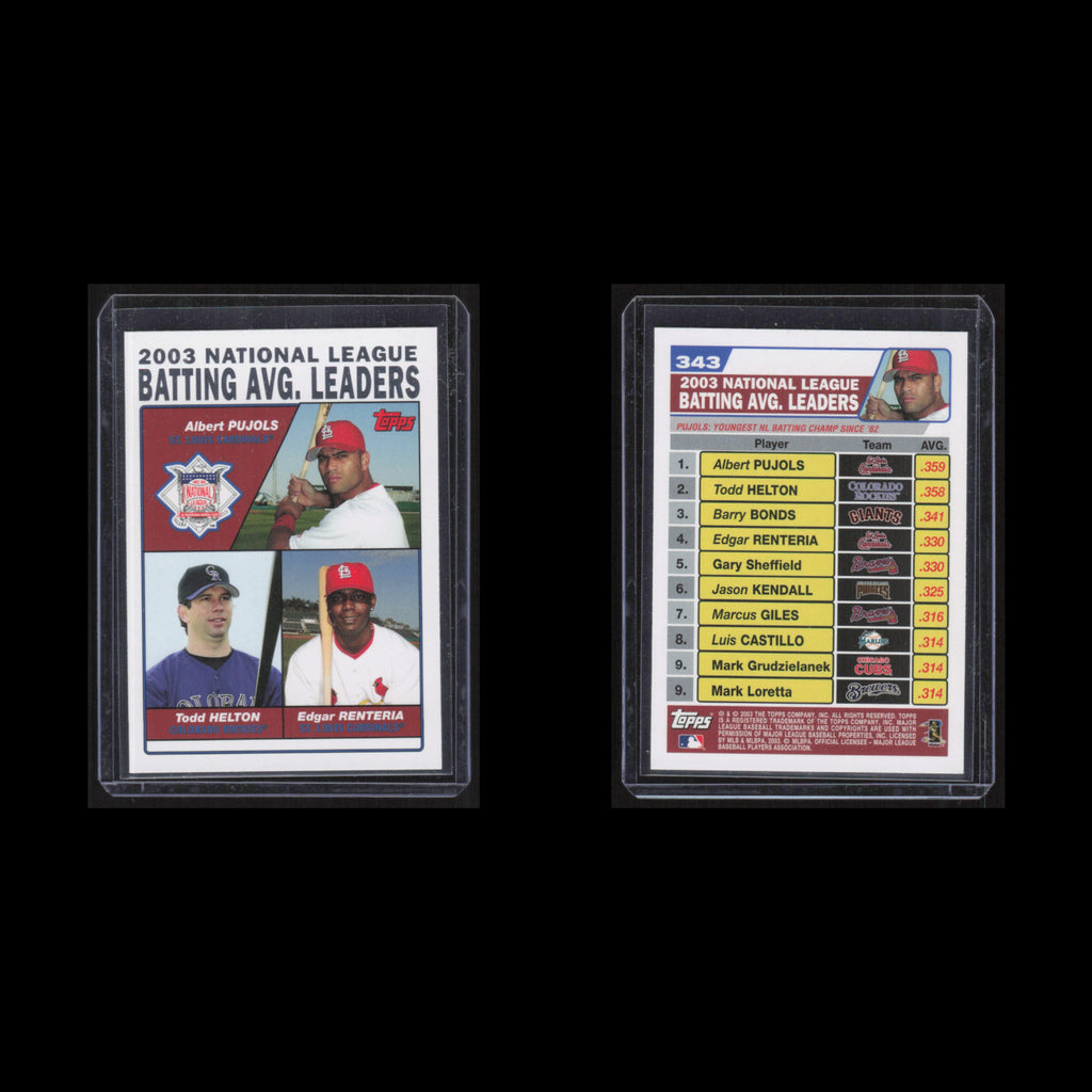 Albert Pujols/Todd Helton/Edgar Renteria #343 2004 Topps Batting Leaders Card NM