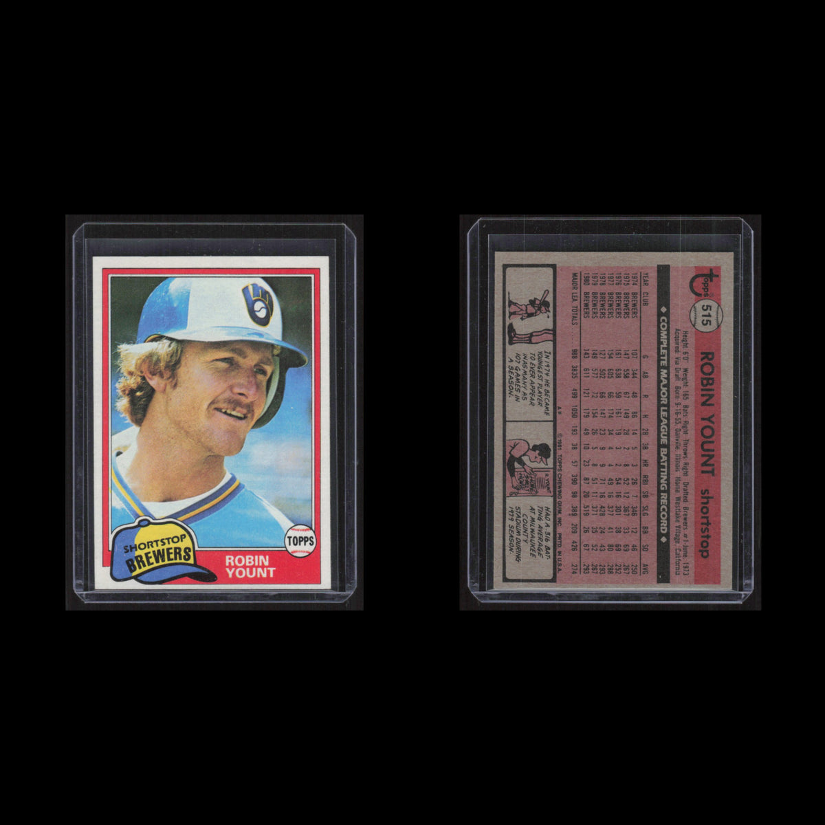 Robin Yount #515 1981 Topps Milwaukee Brewers Baseball Card MLB NM